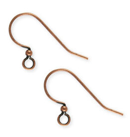 Ear Wire 15mm with  2mm Ball Antique Copper  x50 NF