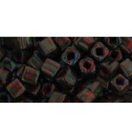 Toho 304y  4mm  Cube  20g  Opaque Red Pepper Picasso