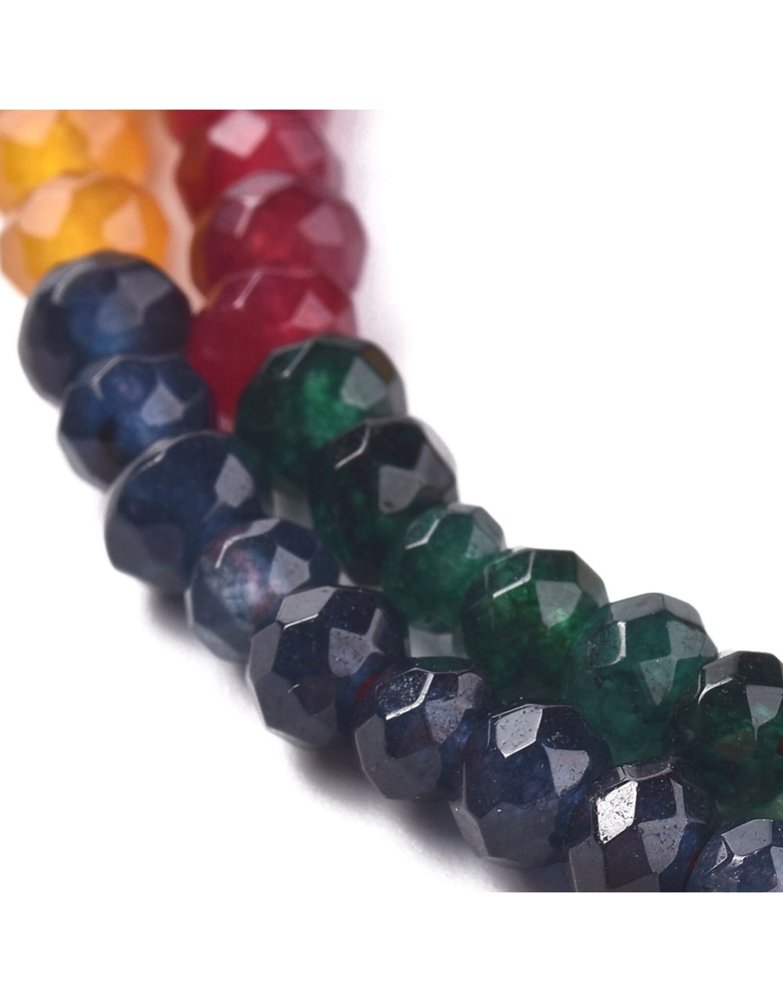 Malaysia Jade Dyed 4x3mm Multi Colour   15” Strand  apprx 120 beads