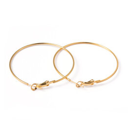 Earring Hoops  45mm Gold Colour  x6   NF