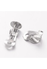 Brass Clip On Earring Backing 10mm Pad Platinum NF