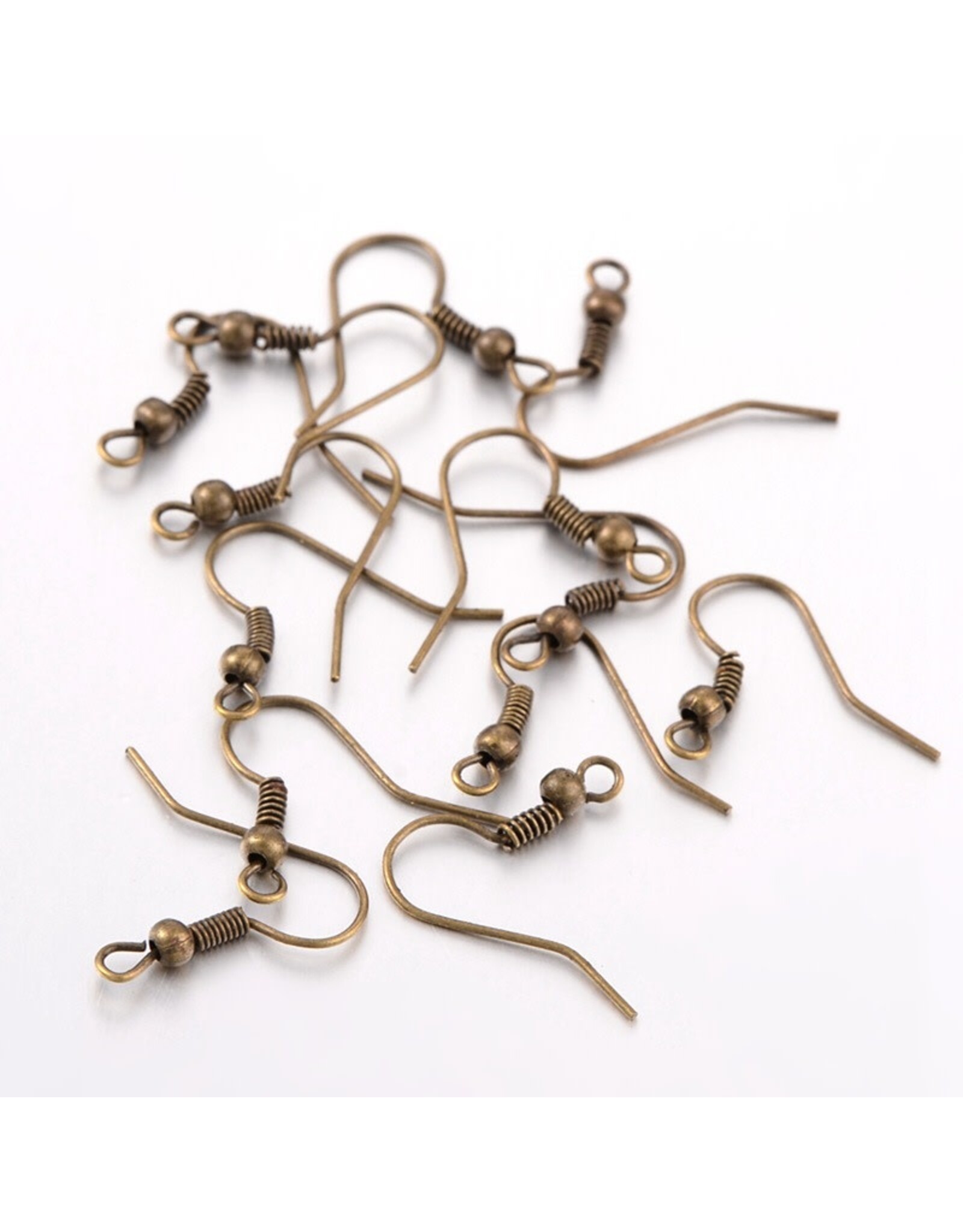 Ear Wire Ball & Spring 18x.8mm  Antique Brass NF