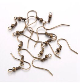 Ear Wire Ball & Spring 18x.8mm  Antique Brass NF