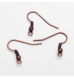 Ear Wire Ball & Spring 18x.8mm  Antique Copper  NF