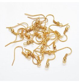 Ear Wire Ball & Spring 18x.8mm  Gold   NF