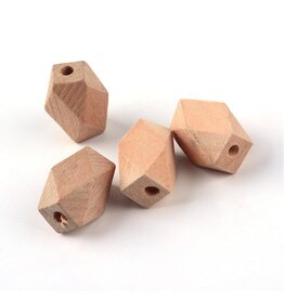 Wood 16x10mm  Faceted Barrel Natural x50