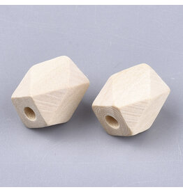 Wood 13x10mm  Faceted Barrel Natural x50