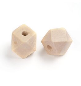 Wood 12mm  Faceted Barrel Natural x50