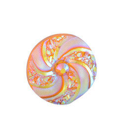 Swirl Round Resin Cabochon 16x3mm Orange AB