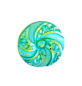 Swirl Round Resin Cabochon 16x3mm Green AB