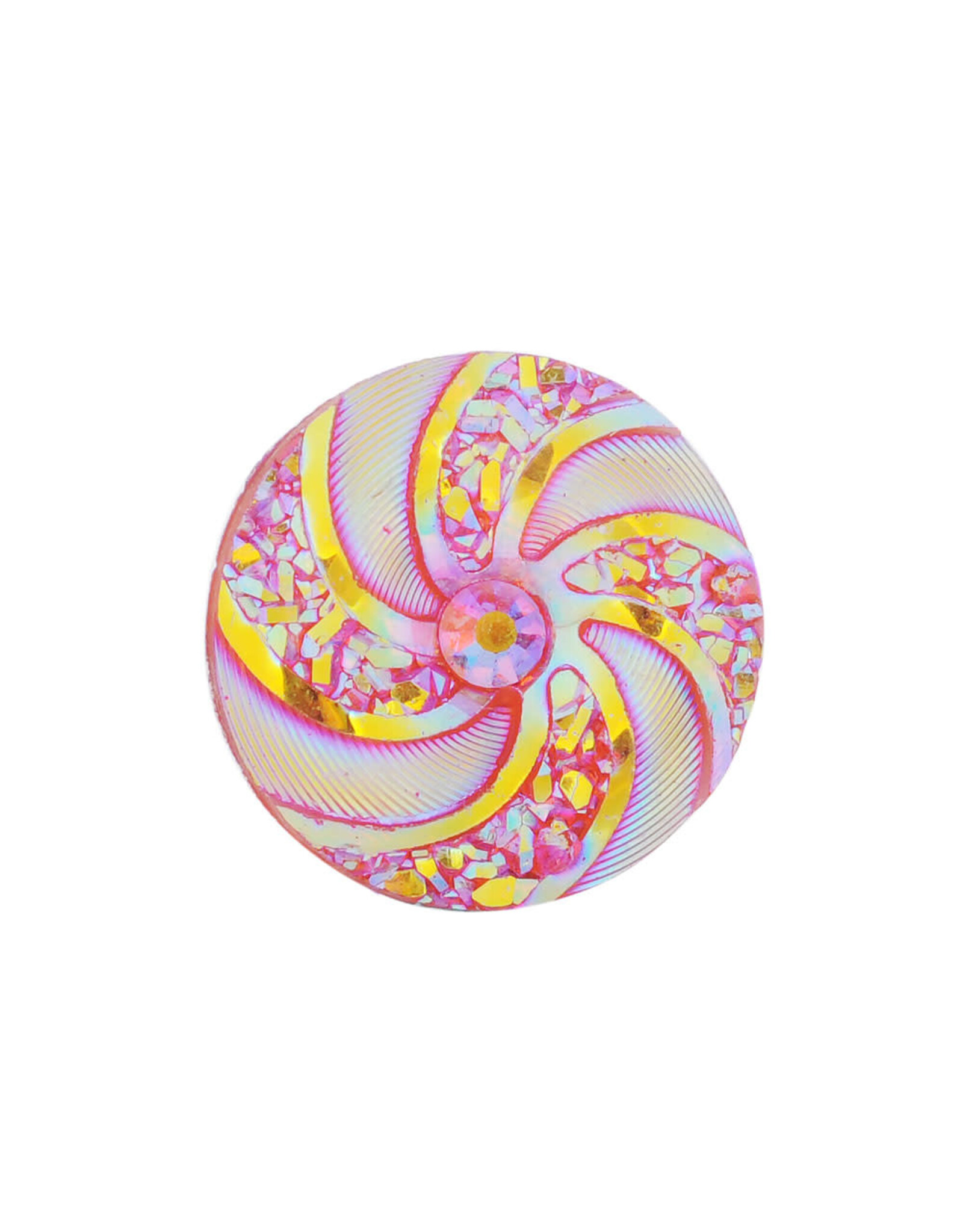 Swirl Round Resin Cabochon 16x3mm Pink AB
