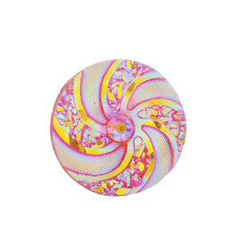 Swirl Round Resin Cabochon 16x3mm Pink AB