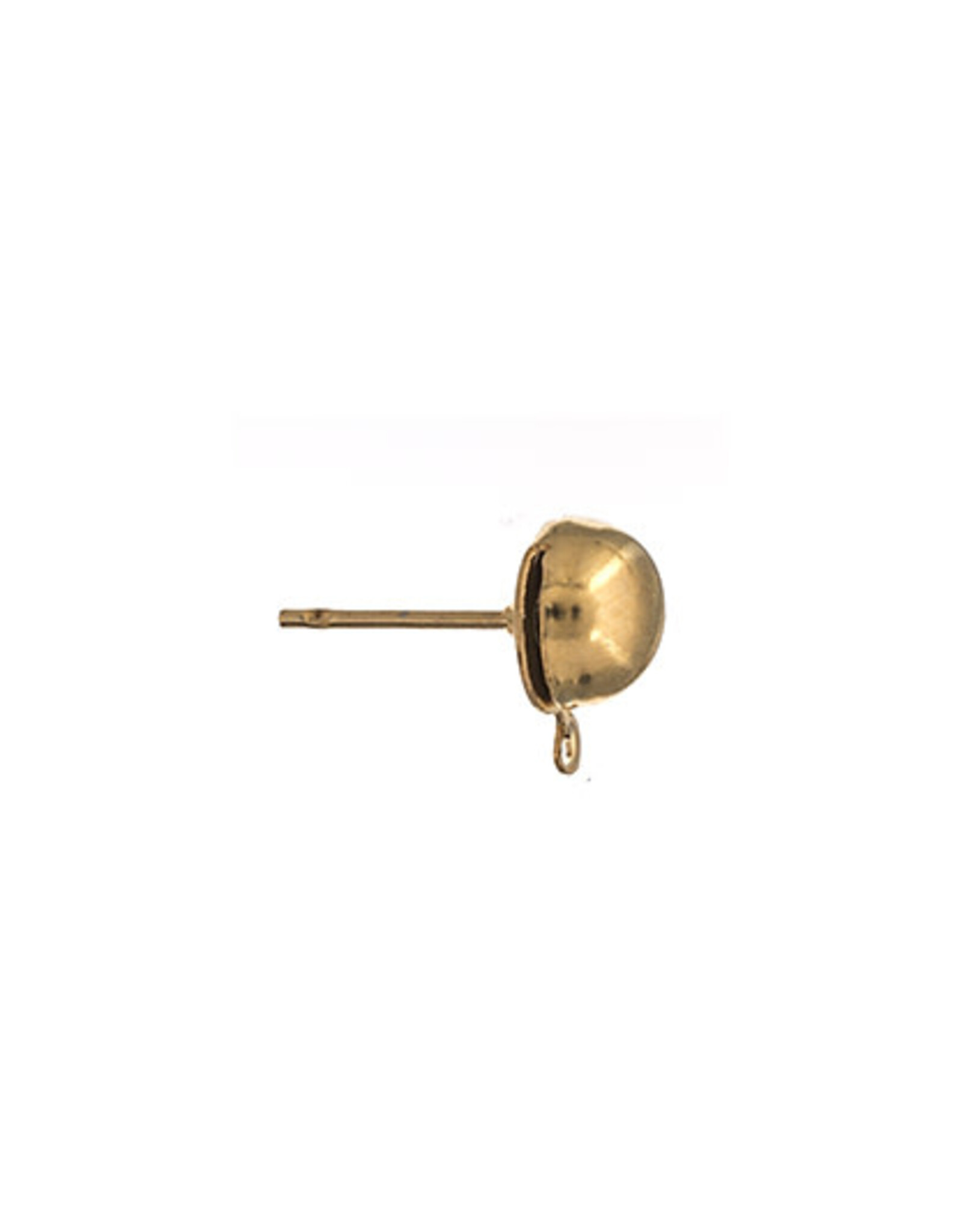 Earring Stud Domed with Loop  7mm Gold Colour NF x10