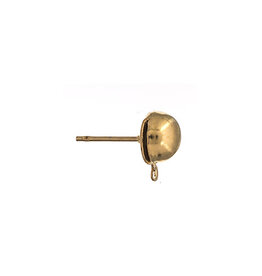 Earring Stud Domed with Loop  7mm Gold Colour NF x10