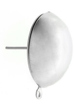 Earring Stud Domed  18mm Nickel Colour  x10