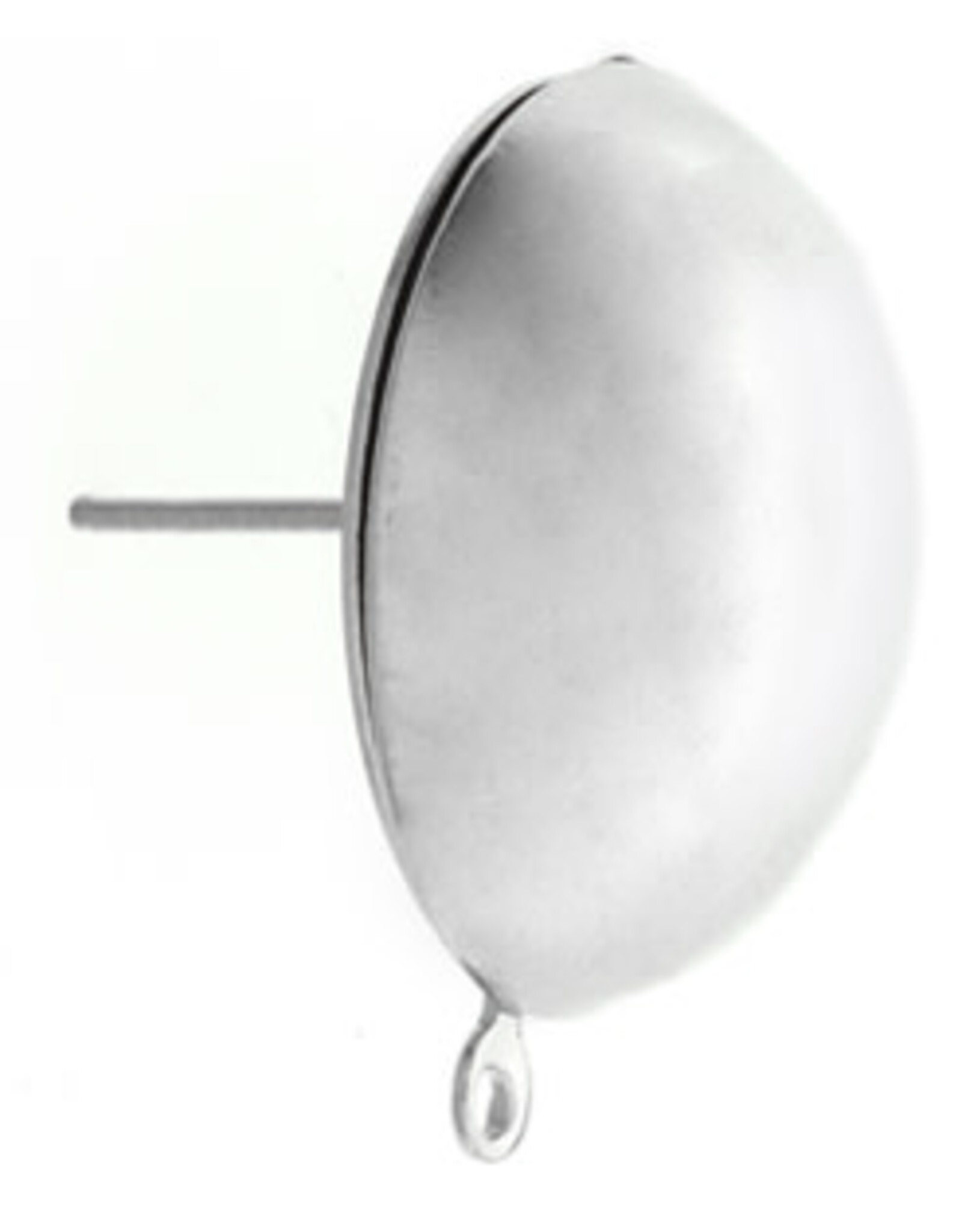 Earring Stud Domed  18mm Nickel Colour  x10