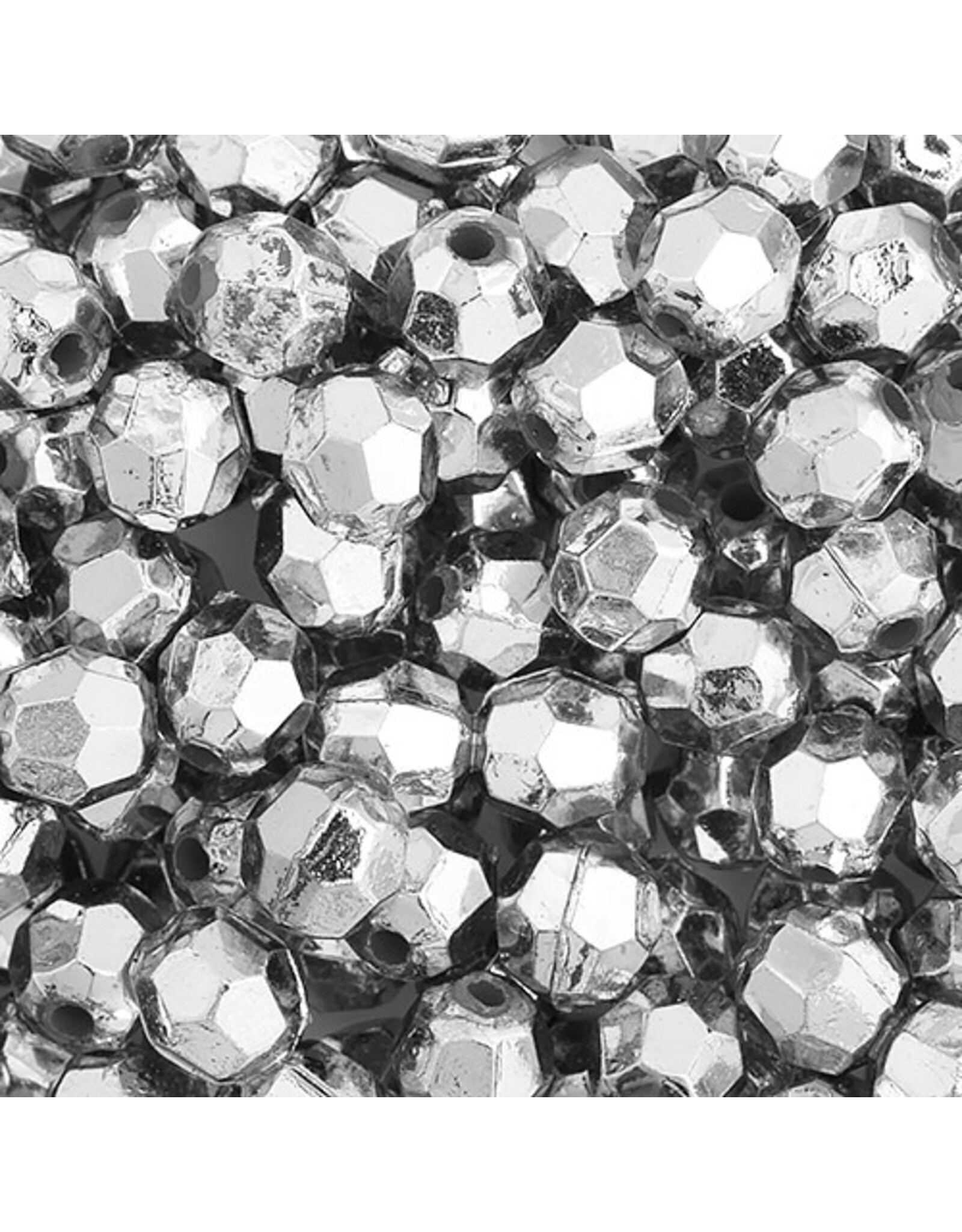 Faceted Round  6mm Silver  x500