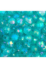 Faceted Round  6mm Transparent  Aqua Blue AB  x500