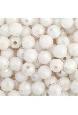 Faceted Round  6mm Opaque White AB  x500