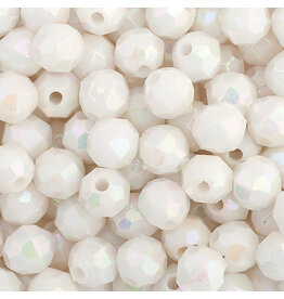 Faceted Round  6mm Opaque White AB  x500