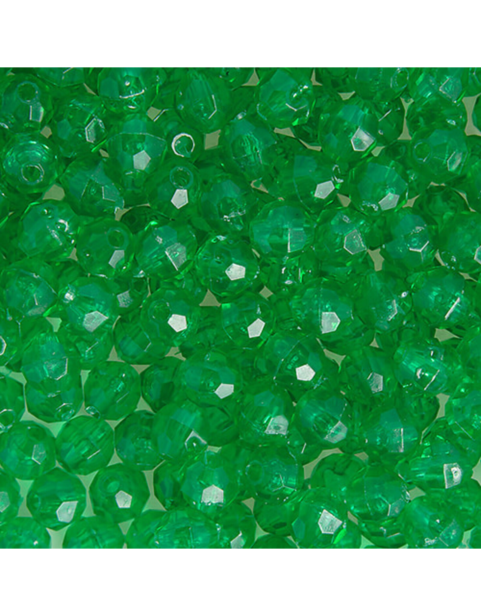 Faceted Round  6mm Transparent Green  x500