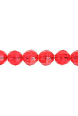 Faceted Round  6mm Transparent Raspberry Red  x500