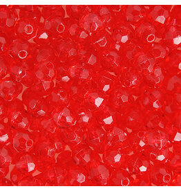 Faceted Round  6mm Transparent Raspberry Red  x500