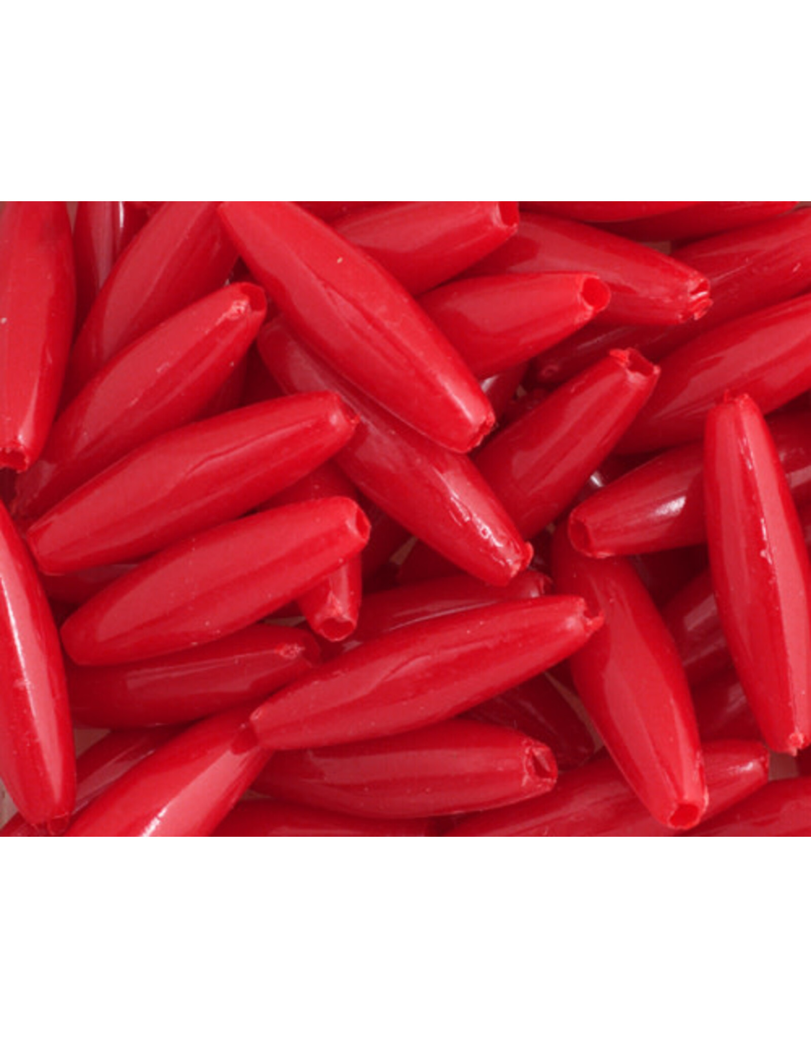 Spaghetti Beads 19x6mm Opaque Red x200
