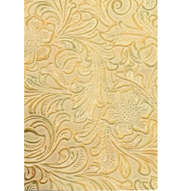 Faux Leather Beading Backing Cream Gold Floral   .8mm thick 8x11"