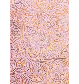 Faux Leather Beading Backing Medium Pink Copper Floral   .8mm thick 8x11"