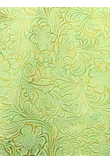 Faux Leather Beading Backing Green Gold Floral   .8mm thick 8x11"