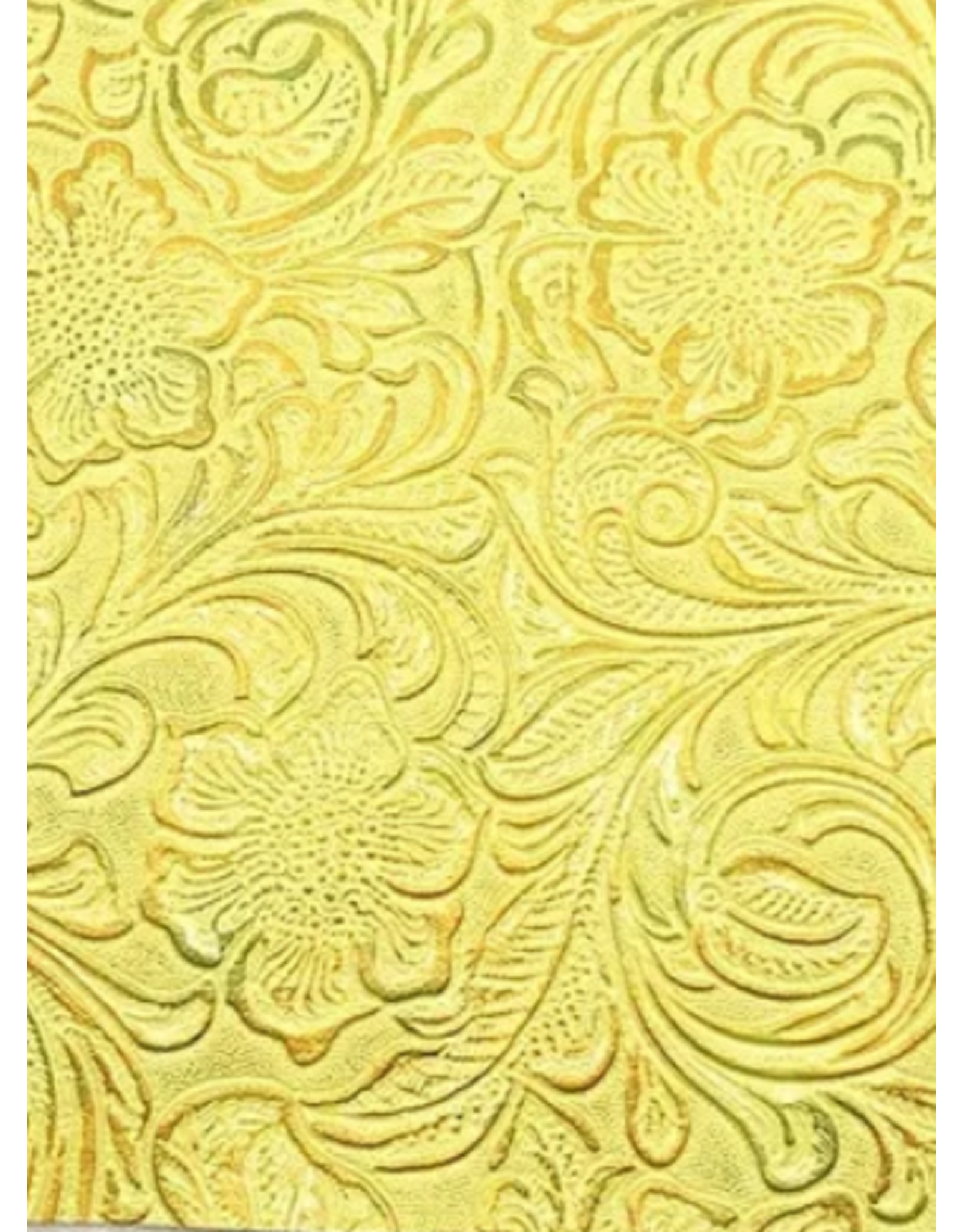 Faux Leather Beading Backing Yellow Copper Floral   .8mm thick 8x11"