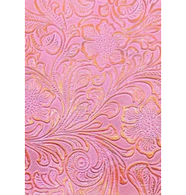 Faux Leather Beading Backing Dark Pink Gold Floral   .8mm thick 8x11"