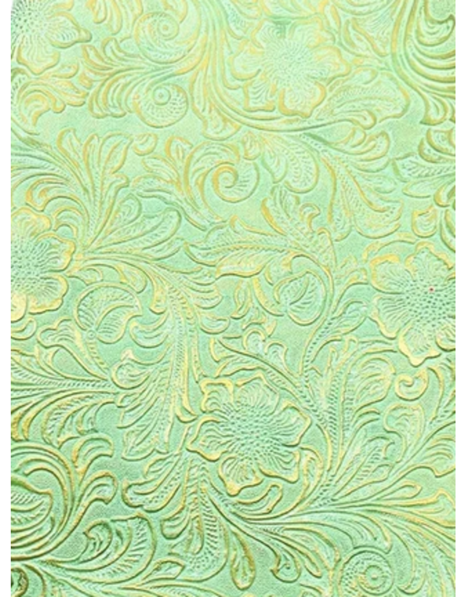 Faux Leather Beading Backing Mint Green Bronze Floral   .8mm thick 8x11"