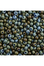 Czech 401527  6  Seed  Opaque Medium Blue Travertine