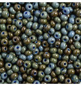 Czech 401527  6  Seed  Opaque Medium Blue Travertine