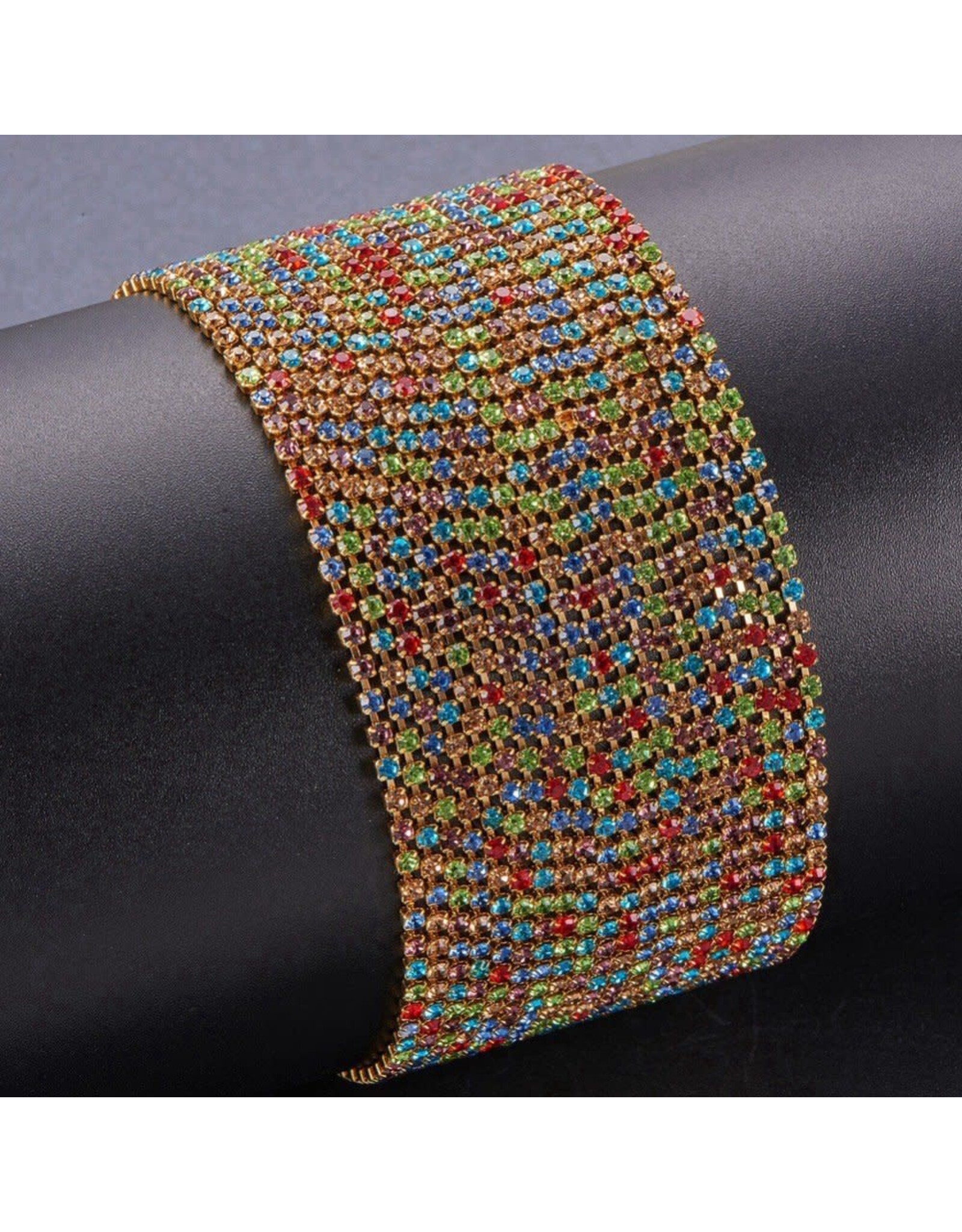 Rhinestone Banding 1 row 2mm  Gold/Multi  Grade 'A' x1 foot