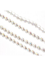 Rhinestone Banding 1 row 2mm Silver/Clear AB   x1 foot