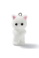 Resin Flocked Cat 35x16mm   x2