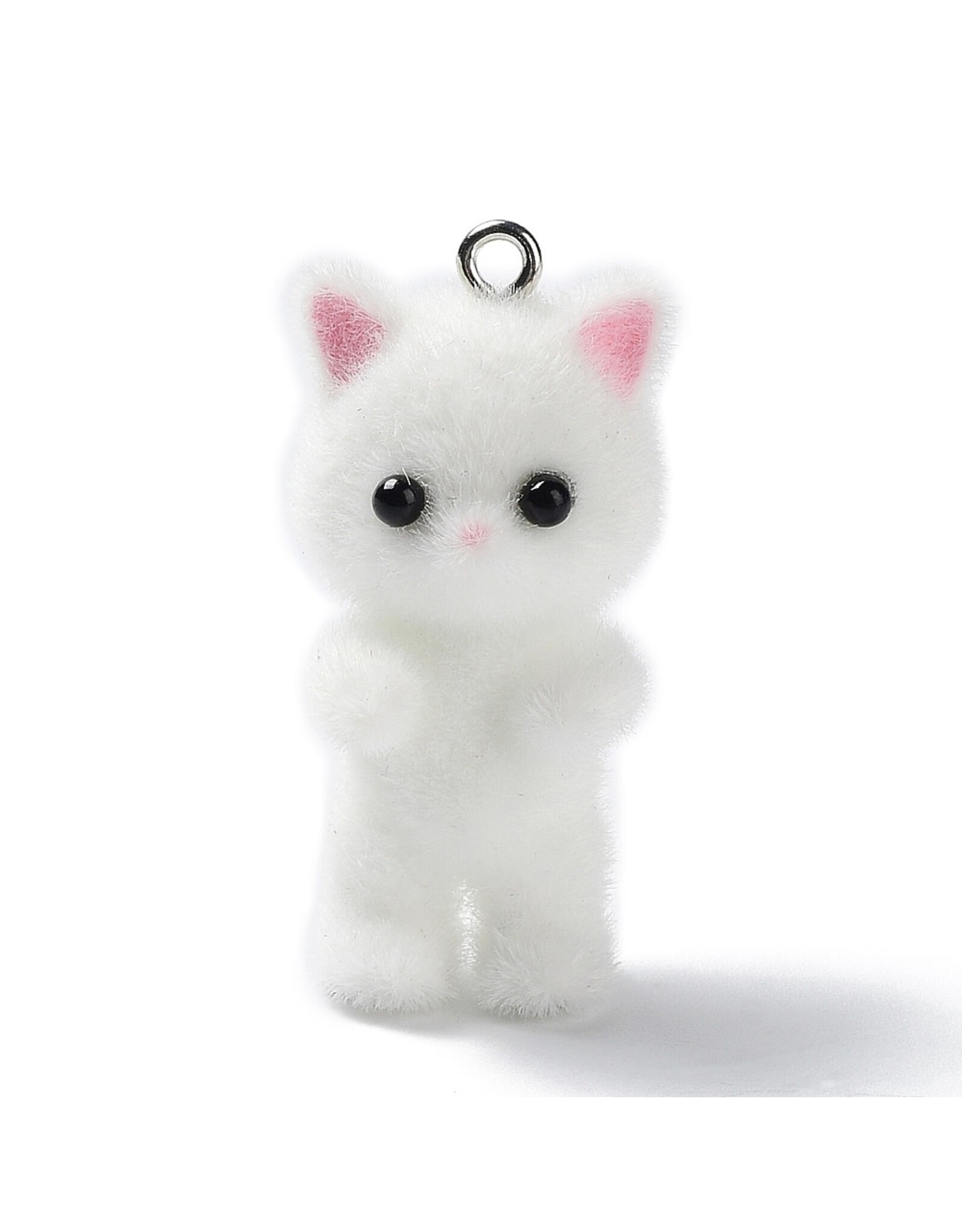 Resin Flocked Cat 35x16mm   x2