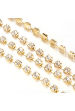 Rhinestone Banding 1 row 2mm Gold/Clear   x1 foot