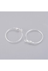 Earring Hoops 30mm Brass Silver Colour  x6   NF