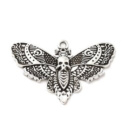 Death Moth  27x43mm  Antique Silver x2