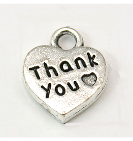 Heart With Thank You  Antique Silver  12x10mm  x50  NF