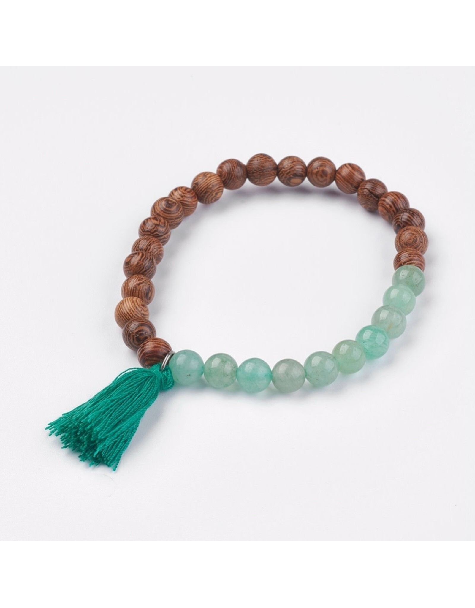 Bracelet Green Aventurine and Wood 6mm Beads