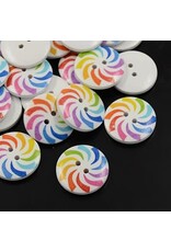 Printed Wood Button Pinwheel 25mm x6