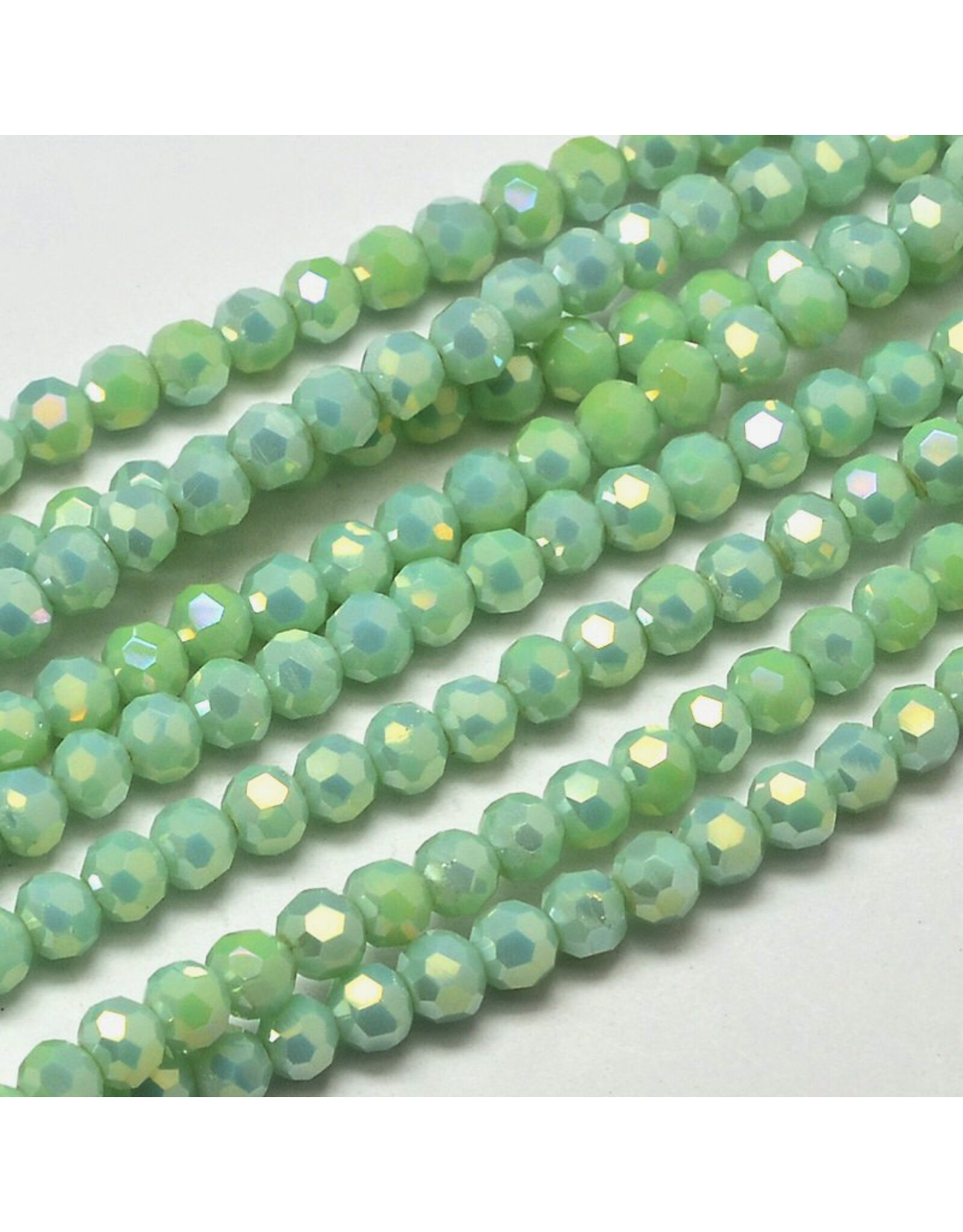 4mm Round Opaque Pale Green AB  x90