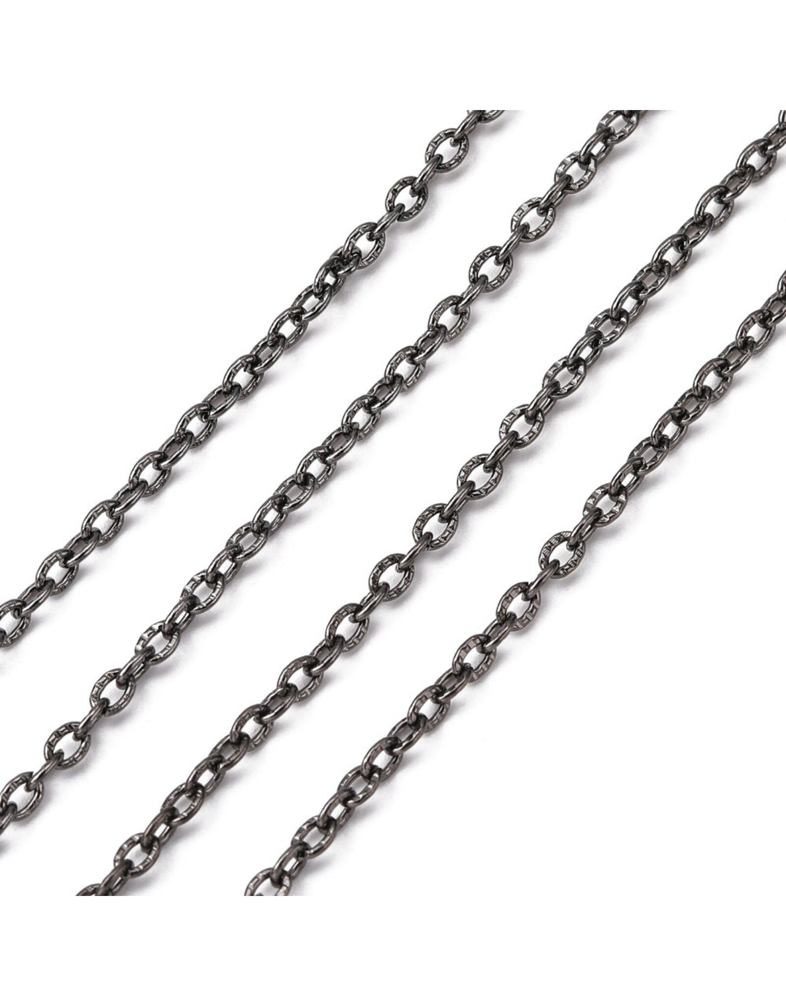 #12 Cable Chain Textured 3x2mm Gunmetal