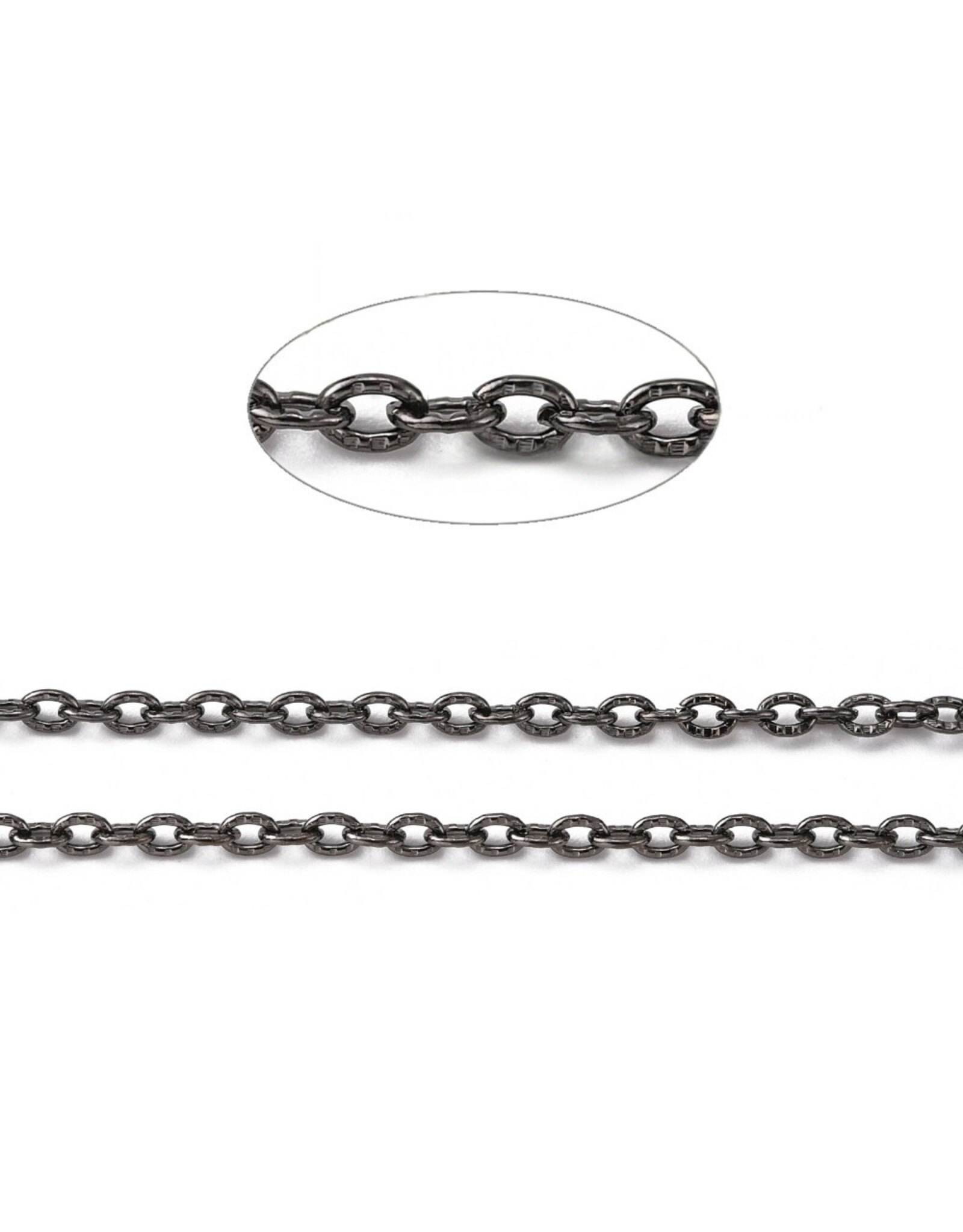 #12 Cable Chain Textured 3x2mm Gunmetal