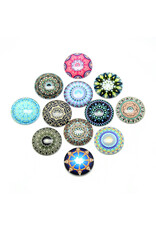 Round Glass Cabochon Mandala Designs 25mm x1 Pair